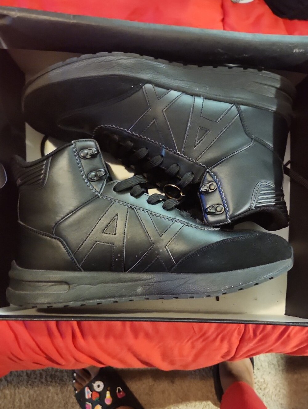 Armani Exchange Black Athletic Shoes Box with A|X Logo
